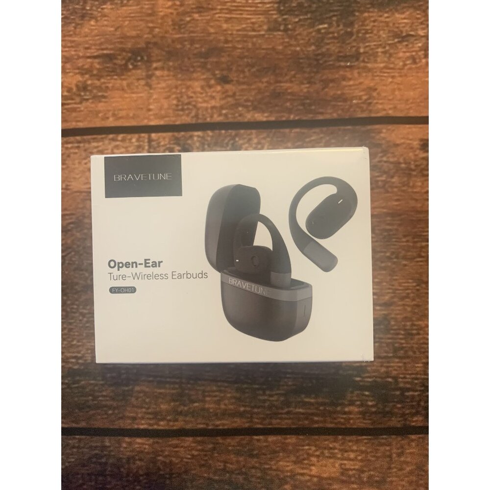 Bravetune Open-Ear True-Wireless Earbuds With Long Battery Life Secure Fit & IPX